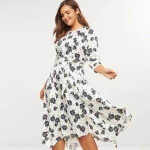 Lane Bryant Floral Satin Fit & Flare Midi Dress Sz 20